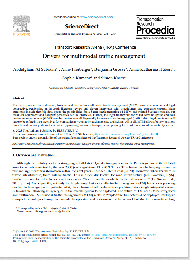 Cover Paper Drivers for multimodal traffic managemen